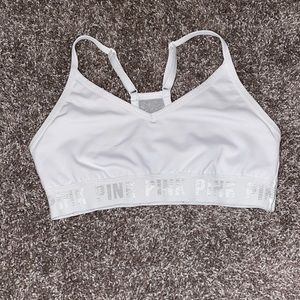 White PINK spots bra